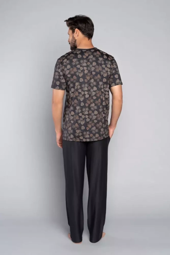Pijama Pinus Pijama de hombre manga corta, pantalón largo Moda Italiana- estampado/grafito