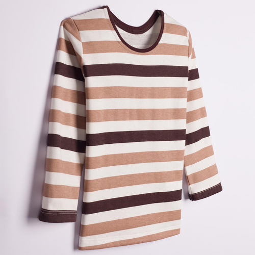 227138 Nicol Blusa infantil 100% algodón manga larga rayas marrón