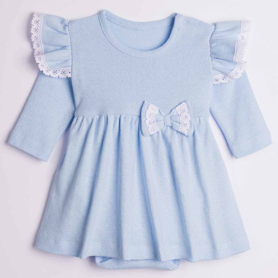 224036 Nicol Vestido-Body para niña azul 100% algodón calado