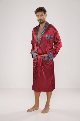 940 Albornoz de satén para hombre Forex - granate