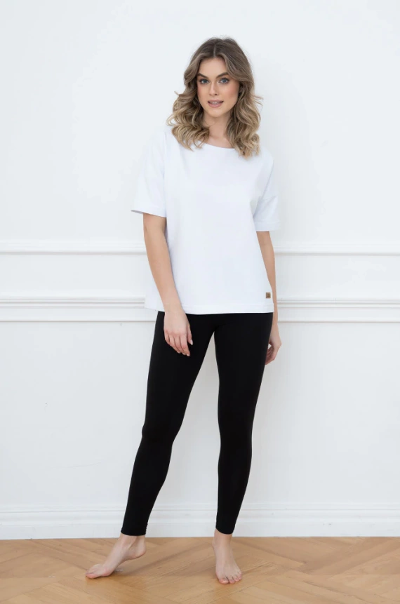 Alta Blusa manga corta Italian Fashion - blanco