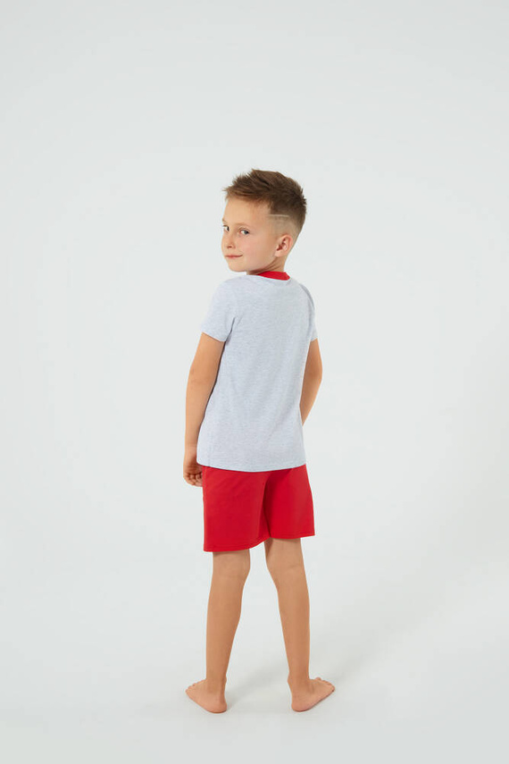 Pijama Junak para niño manga corta, pantalón corto Moda Italiana - j.melange/rojo