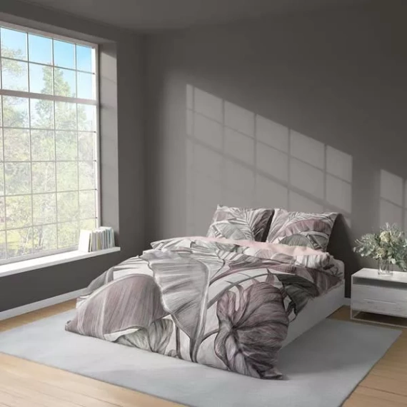 5435 A 3D Ropa de Cama Microfibra Polvo Hojas Tropicales - Detexpol