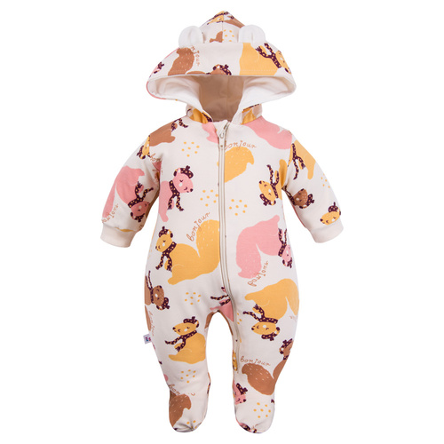 Chándal Fluffy Tails Eevi para niño - crudo, con pies y capucha, estampado otoñal