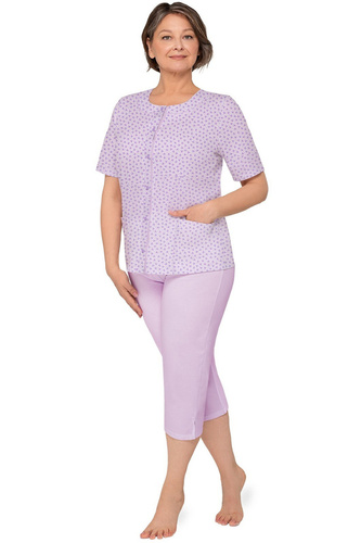 Pijama para mujer Martel Maria I 200 abotonada 100% algodón manga corta color lila 28
