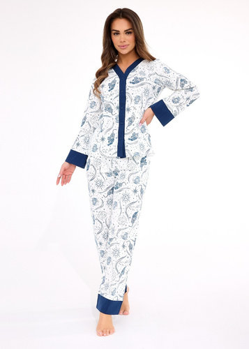 Pijama de señora 514/443 Amber CORNETTE - algodón, manga larga, abotonado