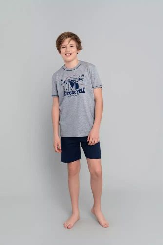 Pijama Gibson Niños manga corta, pantalón Moda Italiana- melange