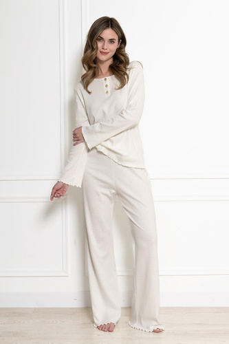 Pijama de mujer Bernadeta 1796 Leveza crema 100% algodón manga larga