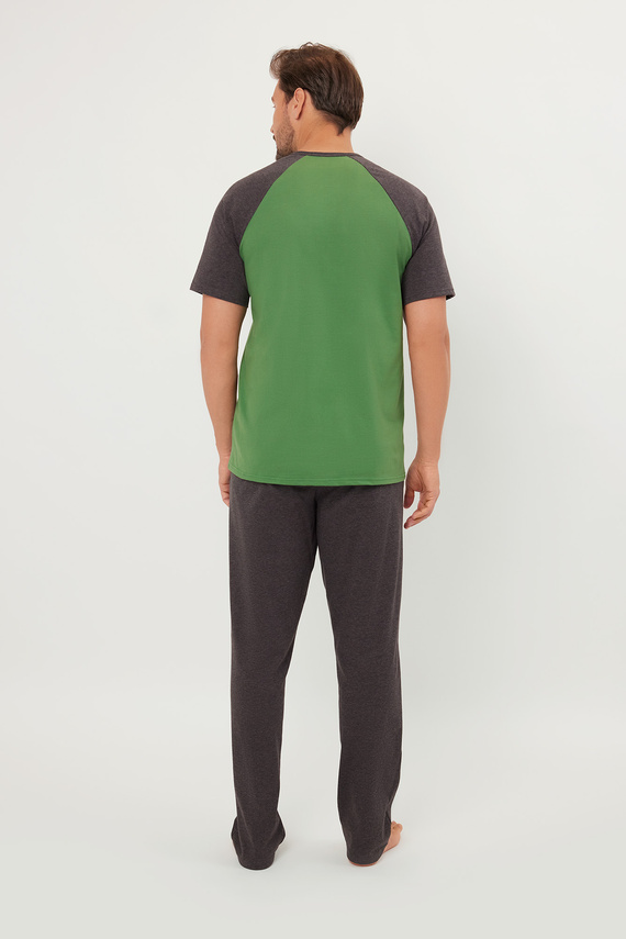 Pijama Alexander Hombre manga corta, pantalón largo Moda Italiana - verde/c.melange