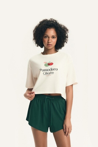 Henderson pijama mujer 43724 Dessie verde, algodón, manga corta, estampado tomate