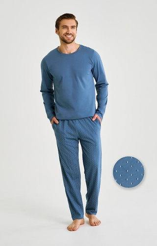 3474 Lorenzo Pijama vaquero Taro Hombre - algodón, pantalón largo, bolsillos