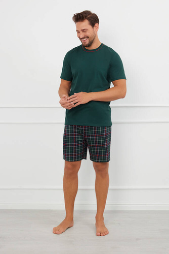 Fogo Pijama de manga corta para hombre, pantalón corto Moda Italiana - verde/estampado