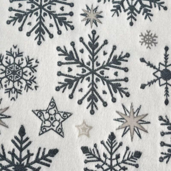 Eurofirany Manta de Navidad blanca azul marino copos de nieve - colcha de microfibra suave, 240 g/m²