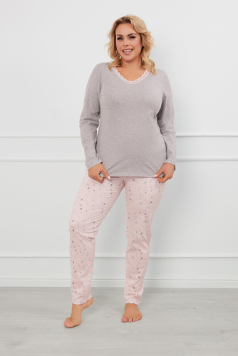 Rosaria Pijama señora manga larga, pantalón largo Moda Italiana - melange/estampado