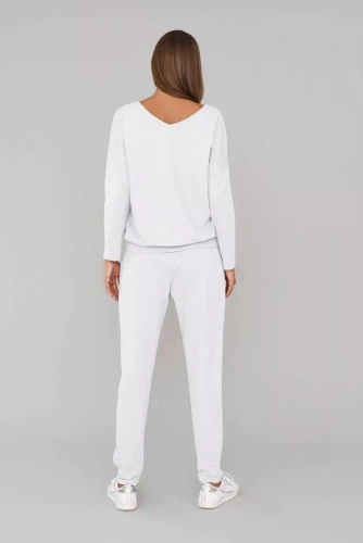 Karina Ladies conjunto manga larga, pantalón Italian Fashion - blanco