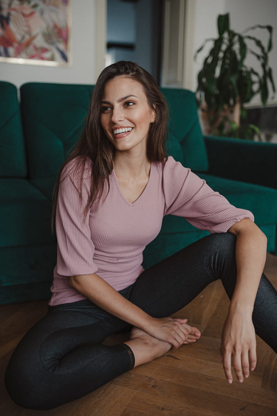 Blusa premamá y lactancia Milk&Love Milky Puff canalé manga abullonada