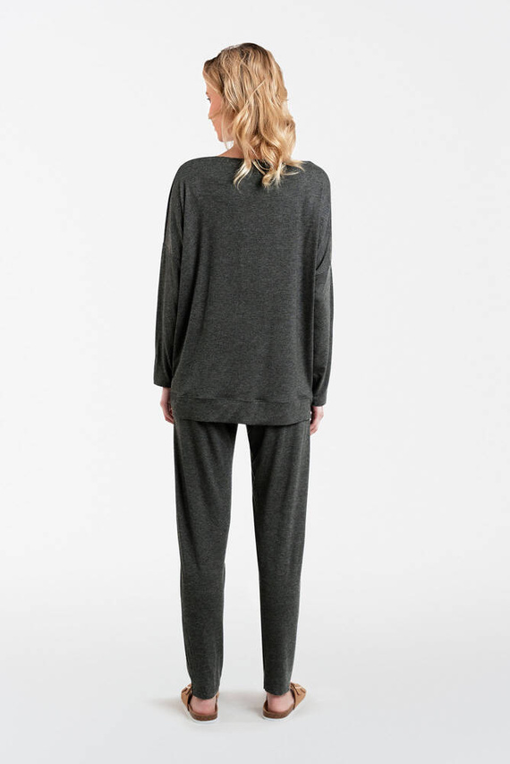 Akord Conjunto señora manga larga, pantalón largo Moda Italiana - melange oscuro