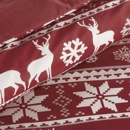 Ropa de cama de Navidad Oslo Eurofirany rojo - algodón ranforce, reversible