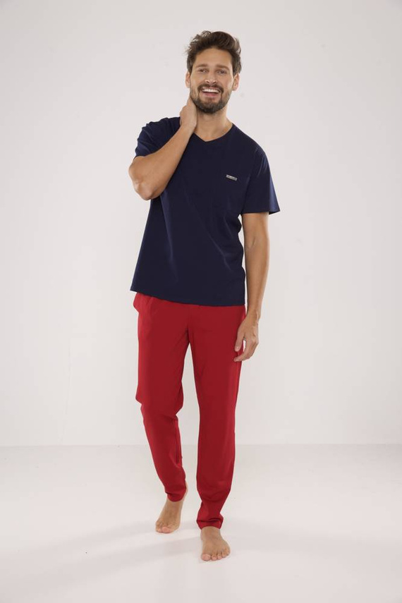 624 Kevin Forex Pijama de hombre - azul marino-bordeos