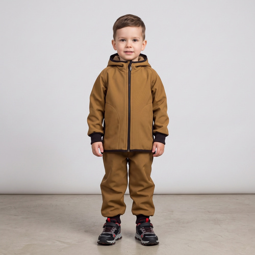229003 Nicol Chaqueta softshell infantil con forro polar, capucha y reflectante - oliva
