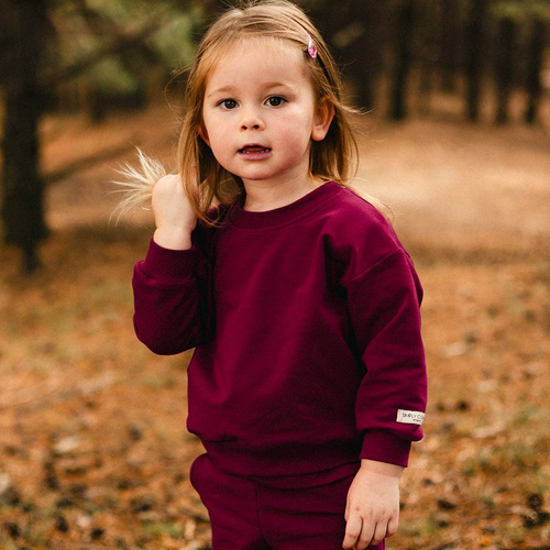 Sudadera Simply Comfy Eevi para niño - oversize, 100% algodón, burdeos