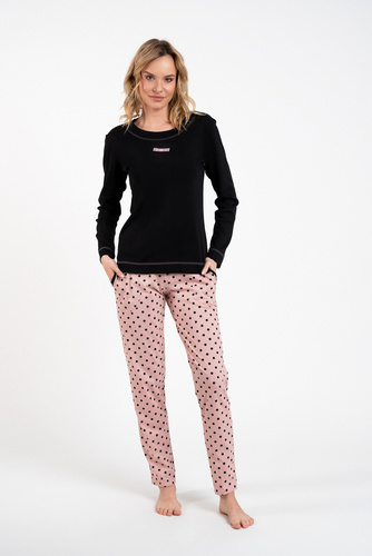 Bonilla Pijama Mujer manga larga, pantalón largo Moda Italiana negro/estampado