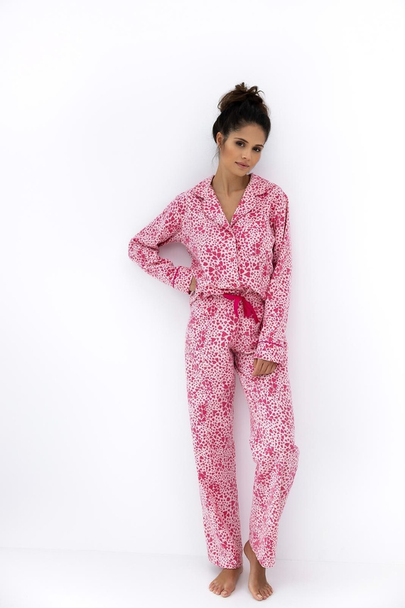 Giuliana Pijama de señora Sensis rosa - algodón, franela, estampado corazón