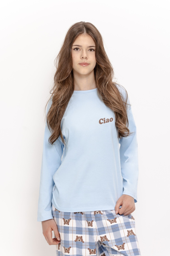 Pijama para niña Taro 3676 Freja azul 100% algodón manga larga