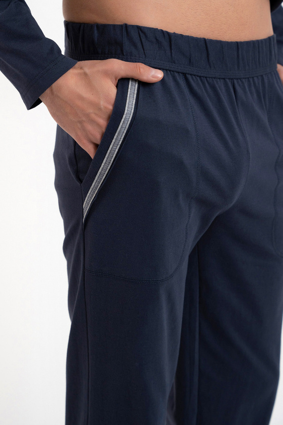 Zbyszek Pijama Hombre manga larga, pantalón largo Talian Fashion - azul marino
