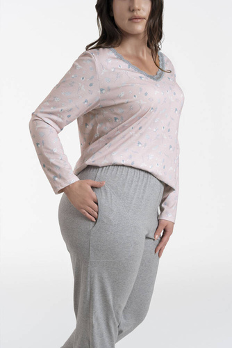 Pijama de manga larga y pantalón largo Simona Ladies Italian Fashion - estampado/melange