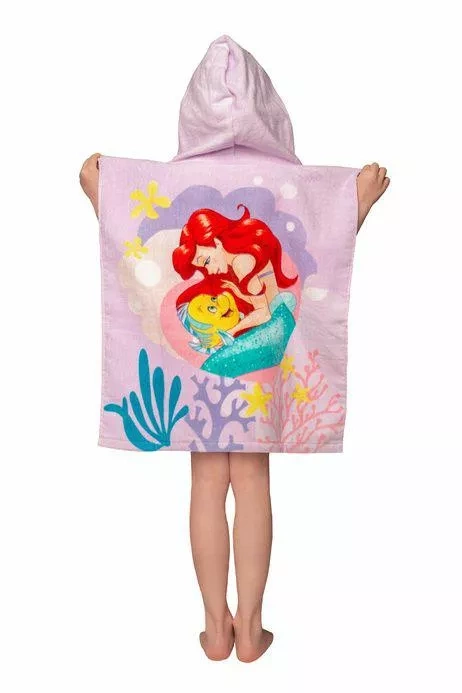 Poncho infantil Ariel Mermaid rosa Disney toalla con capucha Jf24 Para piscina, playa, baño Jerry Telas