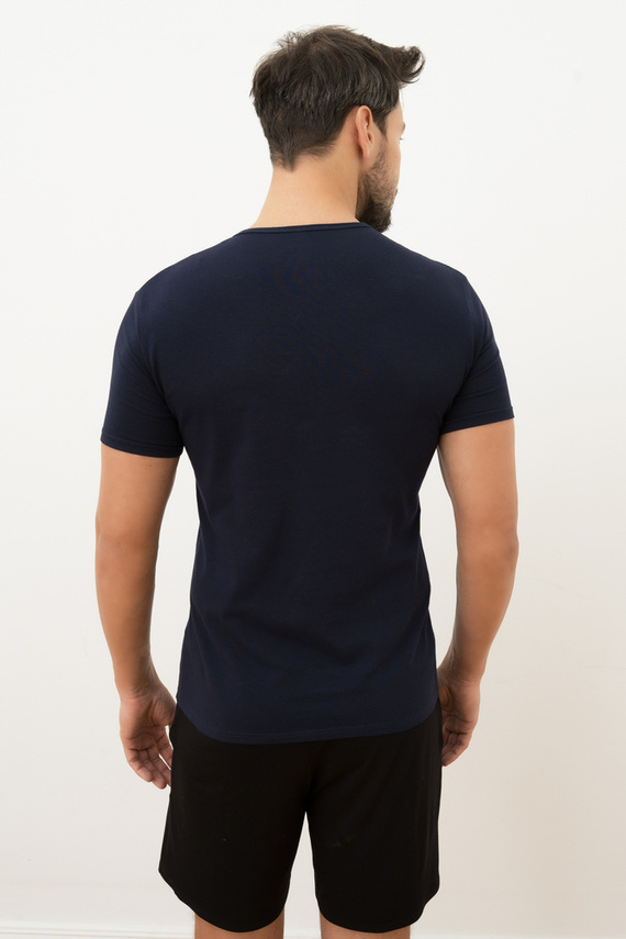 Camiseta de hombre Ikar, cuello alto Moda Italiana - azul marino