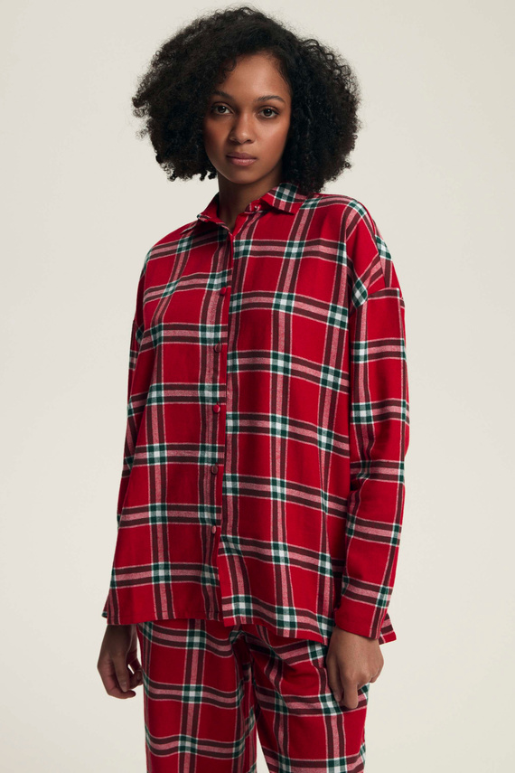 43716 Dalisa Pijama de mujer Henderson- franela a cuadros, cálido 100% algodón