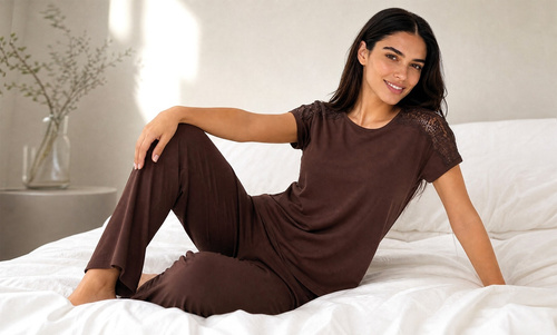 Cornette 1110/511 Sara Pijama Mujer 100% Algodón Verde con Flores