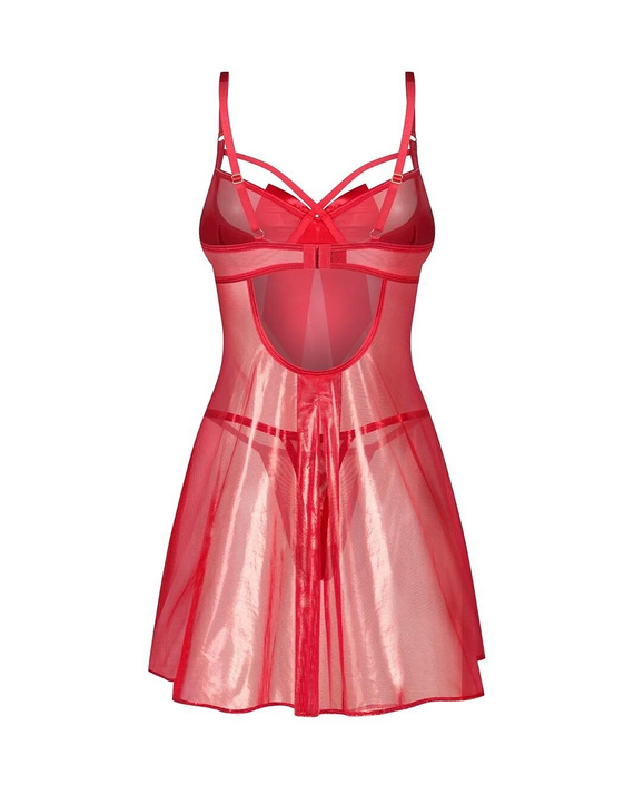 Obsessive Gifty Red Babydoll Camisón rojo de mujer con aros + tanga