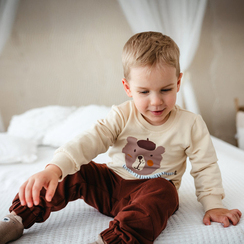 Sudadera Beary Cool Eevi - beige claro, algodón, estampado osito