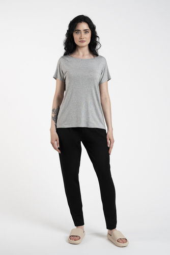 Ksenia Blusa con mangas cortas Moda Italiana - gris