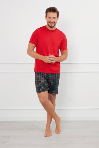 Fogo Pijama de manga corta para hombre, pantalón corto Moda Italiana - rojo/estampado