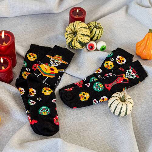 S134D Muerto Calcetines largos Moda Italiana - negro