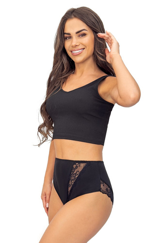 Braga 238 Donna negra - braga de mujer de algodón con inserciones de encaje