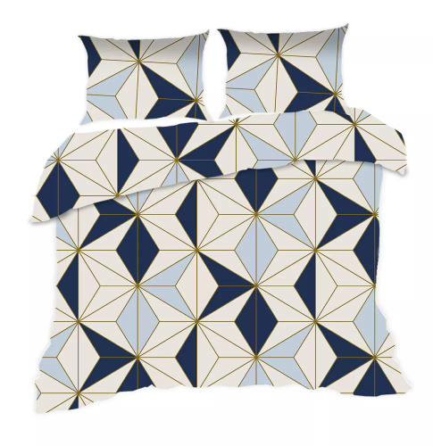 1809N Ropa de cama de algodón Classic E24 Karo geometry azul marino- 100% algodón, duradero, colorido, juego de 2 piezas