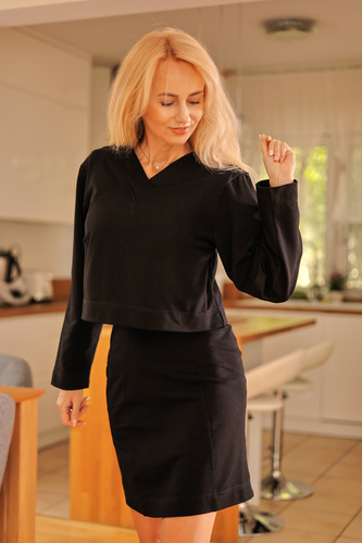 Dallas - conjunto mujer: vestido + blusa, 95% algodón 5% elastano | marca polaca Mirale - negro