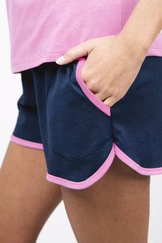 Ontega Pijama señora manga corta, pantalón corto Italian Fashion- amaranto/ azul oscuro