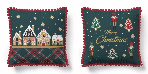 5379 Una Navidad funda de almohada decorativa Navidad Deco Detexpol casa de pan de jengibre y las estrellas - zip