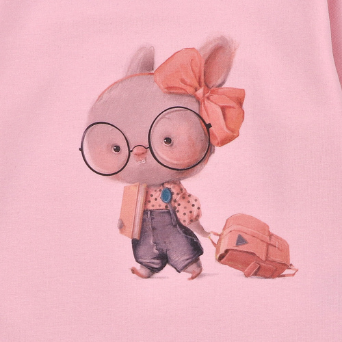 KAR-3011 Blusa de manga larga para niña Lagarto Verde rosa - elegante, algodón, producción polaca