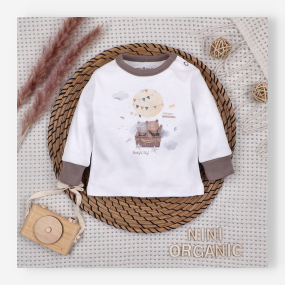 ABN-5541 Blusa para bebé Nini Happy Animals de algodón orgánico - costura sin níquel, ecológica, producción polaca