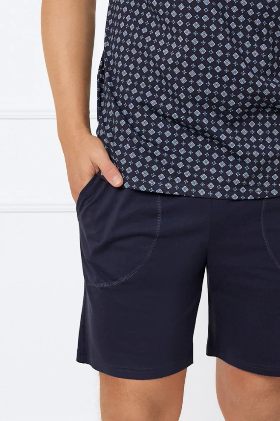 Gerard Pijama de manga corta para hombre, pantalón corto Moda Italiana - estampado/verde