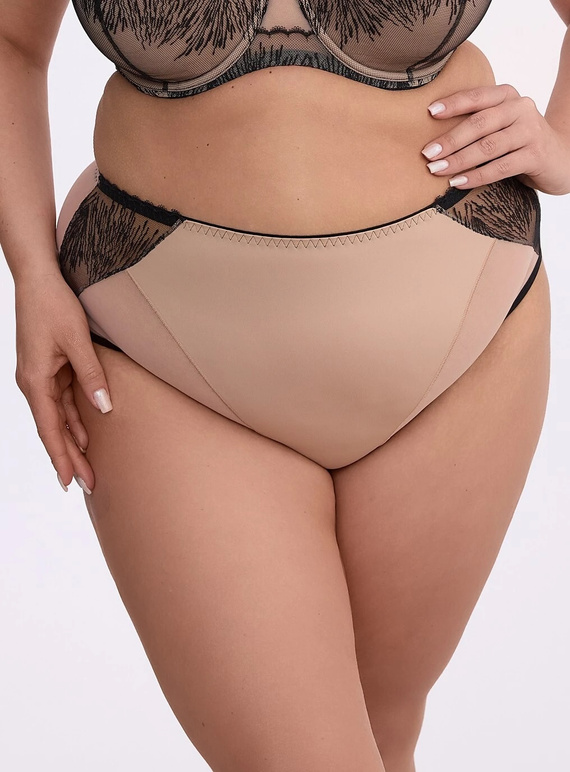 Braguitas de mujer Gaia GFP 1377 Isabela negras y beige, altas con bordado