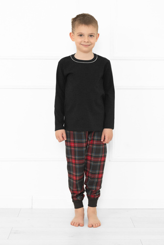 Pijama Rusoli para niños Italian Fashion dark melange - algodón, largo, estampado navideño