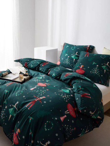 Ballet Navidad verde ropa de cama de microsatin I25 Spod Igły i Nitki - suave, lisa y duradera